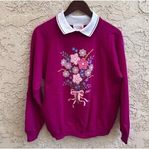Vintage Morning Sun Floral Bouquet Sweatshirt Size L